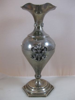 Gorgeous Antique Sterling Silver Bud Vase AppliquÉ 142 Grms photo