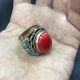 Men ' S Islamic Old Tibetan Red Coral Ring Afghan Vintage Tribal Size 10 Islamic photo 1