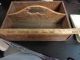 Antique Wood Primitive Divided Tray Handled Caddy Utensil Pantry Box Metal Strap Primitives photo 3