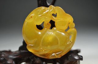 Exquisite China Natural Old Jade Hand Carved Pendant - - - Beast E311 photo