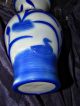 Antique Chinese Peking Glass Vase Blue & White Water Lilies Duck China Vases photo 3