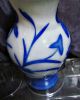 Antique Chinese Peking Glass Vase Blue & White Water Lilies Duck China Vases photo 4