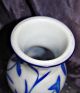 Antique Chinese Peking Glass Vase Blue & White Water Lilies Duck China Vases photo 7
