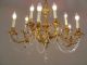 12 Light Rare Crystal Brass Chandelier Chains Vintage Lamp Old Ancient 2x Chandeliers, Fixtures, Sconces photo 1