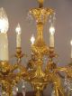 12 Light Rare Crystal Brass Chandelier Chains Vintage Lamp Old Ancient 2x Chandeliers, Fixtures, Sconces photo 2