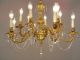 12 Light Rare Crystal Brass Chandelier Chains Vintage Lamp Old Ancient 2x Chandeliers, Fixtures, Sconces photo 4