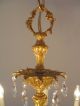 12 Light Rare Crystal Brass Chandelier Chains Vintage Lamp Old Ancient 2x Chandeliers, Fixtures, Sconces photo 5