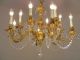 12 Light Rare Crystal Brass Chandelier Chains Vintage Lamp Old Ancient 2x Chandeliers, Fixtures, Sconces photo 7
