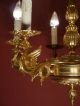 6 Light Gold Bronze Chandelier Vintage Lamp Old Antique Ancient Chandeliers, Fixtures, Sconces photo 2