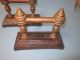 Old Brass Cast Iron Fire Dogs Fireplace Tool Poker Rests Rest Holder Doorstop Hearth Ware photo 1