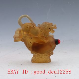 Chinese Coloured（18 - 19th） Glaze Hand - Carved Chi Dragon Snuff Bottle photo