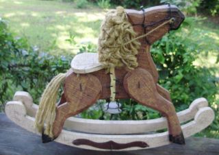 Primitive Folk Art Hand Made Wood Hobby Horse Shelf Display photo