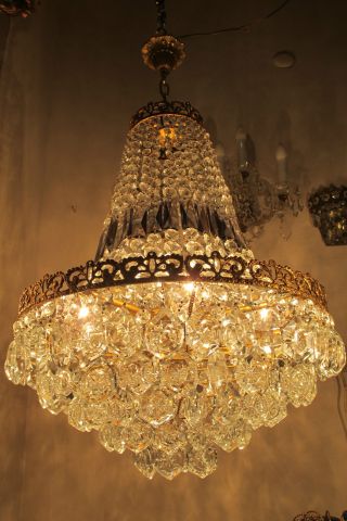 Antique Vnt French Extra Large Baccarat Crystal Chandelier Light 1940 ' S 20 In Dm photo