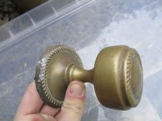 Vintage Brass Centre Door Knob Handle Pull With Plate Antique Style Ornate Rope photo