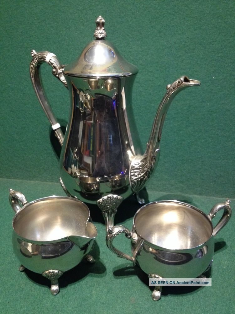 3x Vintage Silver Plated Items M&r & Leonard - Coffee Pot,  Jug & Sugar Bowl Pitchers & Jugs photo