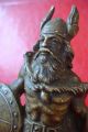 Very Rare Antique Olav Viking Warrior Norway King Bronze Statue Figure Viking photo 11