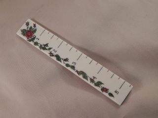 Scrimshaw Resin Sewing Ruler Red Roses photo