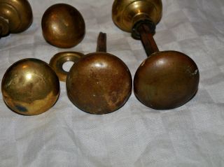 10 Antique Reclaimed Brass Door Pull Lever Handle Knobs & 4 Spindles photo