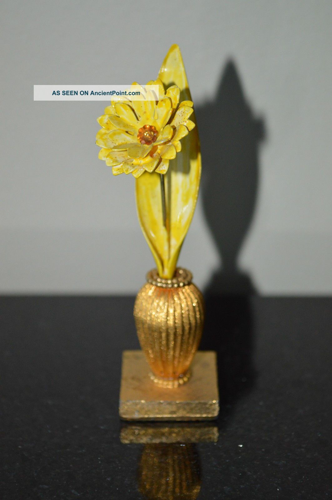 Vase With Yellow Metal Flower Figure Paperweight Miniature O Vases photo