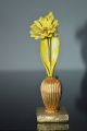 Vase With Yellow Metal Flower Figure Paperweight Miniature O Vases photo 3