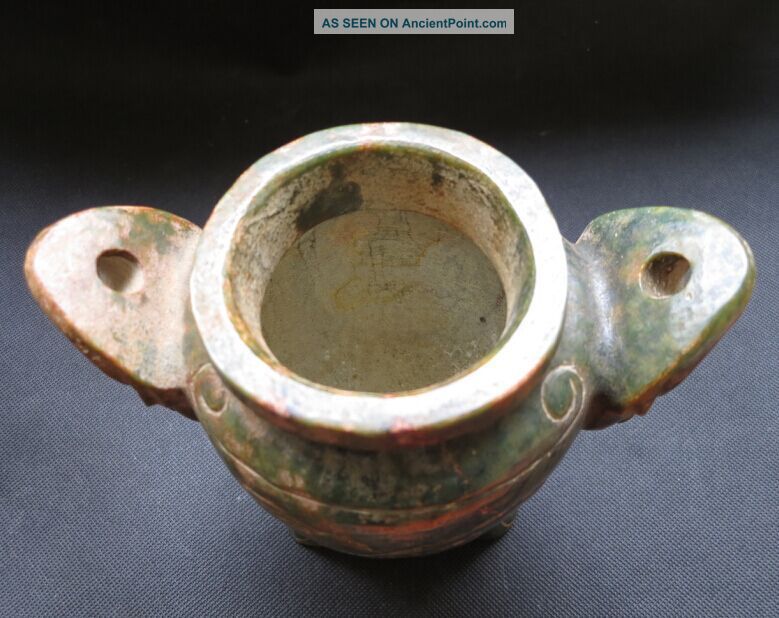 Rare Antique Chinese Hongshan Jade Double Animal Head Vessel 1560g Other Antique Chinese Statues photo