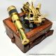 Vintage Antique Style Brown Leather Box Brass Sextant Brass Telescope Gift ' ; Sextants photo 2