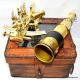 Vintage Antique Style Brown Leather Box Brass Sextant Brass Telescope Gift ' ; Sextants photo 4