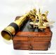 Vintage Antique Style Brown Leather Box Brass Sextant Brass Telescope Gift ' ; Sextants photo 5