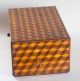 Antique Folk Art Wooden Box Inlayed With An Array Of Necker Cubes Boxes photo 3