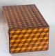 Antique Folk Art Wooden Box Inlayed With An Array Of Necker Cubes Boxes photo 4