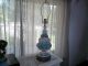 Antique Porcelain Electric Lamp,  Turquoise And White Lamps photo 1