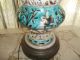 Antique Porcelain Electric Lamp,  Turquoise And White Lamps photo 3