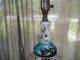 Antique Porcelain Electric Lamp,  Turquoise And White Lamps photo 4