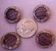 4 Antique Victorian Matching Multi Part Painted Buttons W/wire Mesh Tops 5/8 