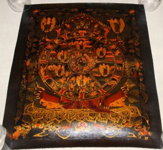Rare Chinese Tibetan Handpainted Fine Thangka Tanka Art Mandala Oil Painting 8 photo