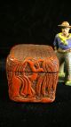 Carved Cinnabar Lacquer Snuff Box W,  Frog,  Man &tree W.  Hanging Garment,  Antique Boxes photo 1