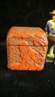 Carved Cinnabar Lacquer Snuff Box W,  Frog,  Man &tree W.  Hanging Garment,  Antique Boxes photo 3