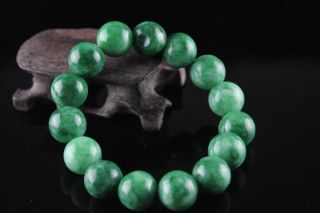 Natural 12mm Jade Jadeite Round Beads Stretchy Jade Bracelet 012 photo