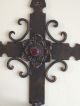 Metal Cross Candle Wall Sconce Mid Evil Gothic Decor Repro Chandeliers, Fixtures, Sconces photo 2