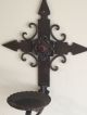 Metal Cross Candle Wall Sconce Mid Evil Gothic Decor Repro Chandeliers, Fixtures, Sconces photo 3