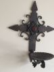 Metal Cross Candle Wall Sconce Mid Evil Gothic Decor Repro Chandeliers, Fixtures, Sconces photo 4