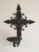 Metal Cross Candle Wall Sconce Mid Evil Gothic Decor Repro Chandeliers, Fixtures, Sconces photo 7