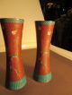 Antique Chinese Flower Design Cloisonne Enamel Vases Red & Blue China Vases photo 1