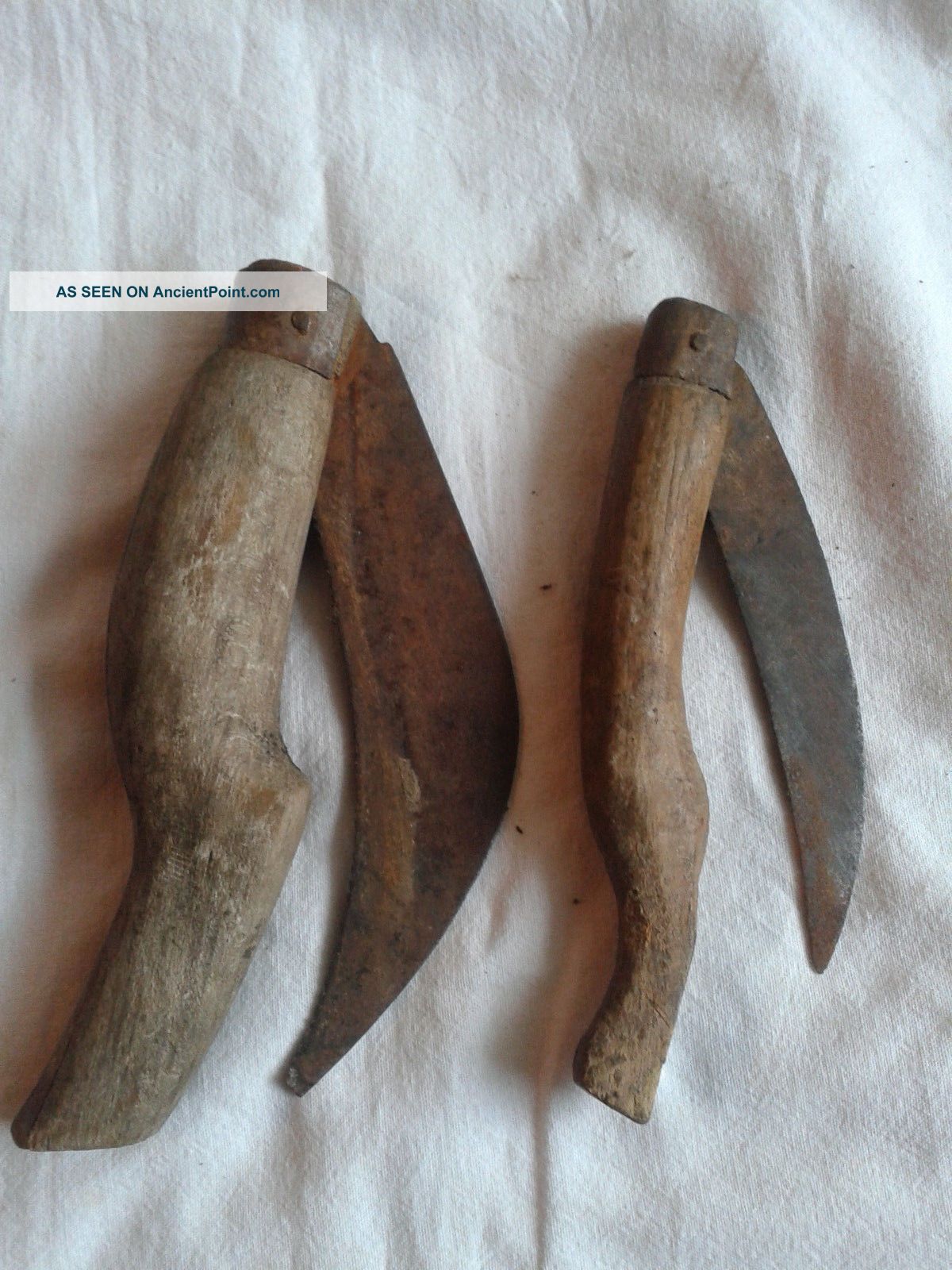Antique Primitive Wood Old Metal Iron Hand Made Rustic Farm Naive Pocket Knife Primitives photo