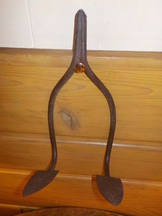 Antique 2 Tine Garden Hoe Head Tool Rustic Decor Shed Hook Hanger photo