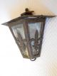 Vintage French Country Wall Wrought Iron & Glass Lantern 3 Lys Decor Primitives photo 1