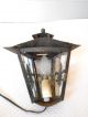 Vintage French Country Wall Wrought Iron & Glass Lantern 3 Lys Decor Primitives photo 2