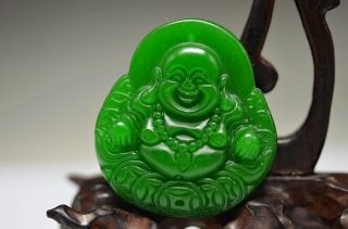 Ingenious Chinese Green Jade Hand Carved Pendant - - - Buddha A20 photo