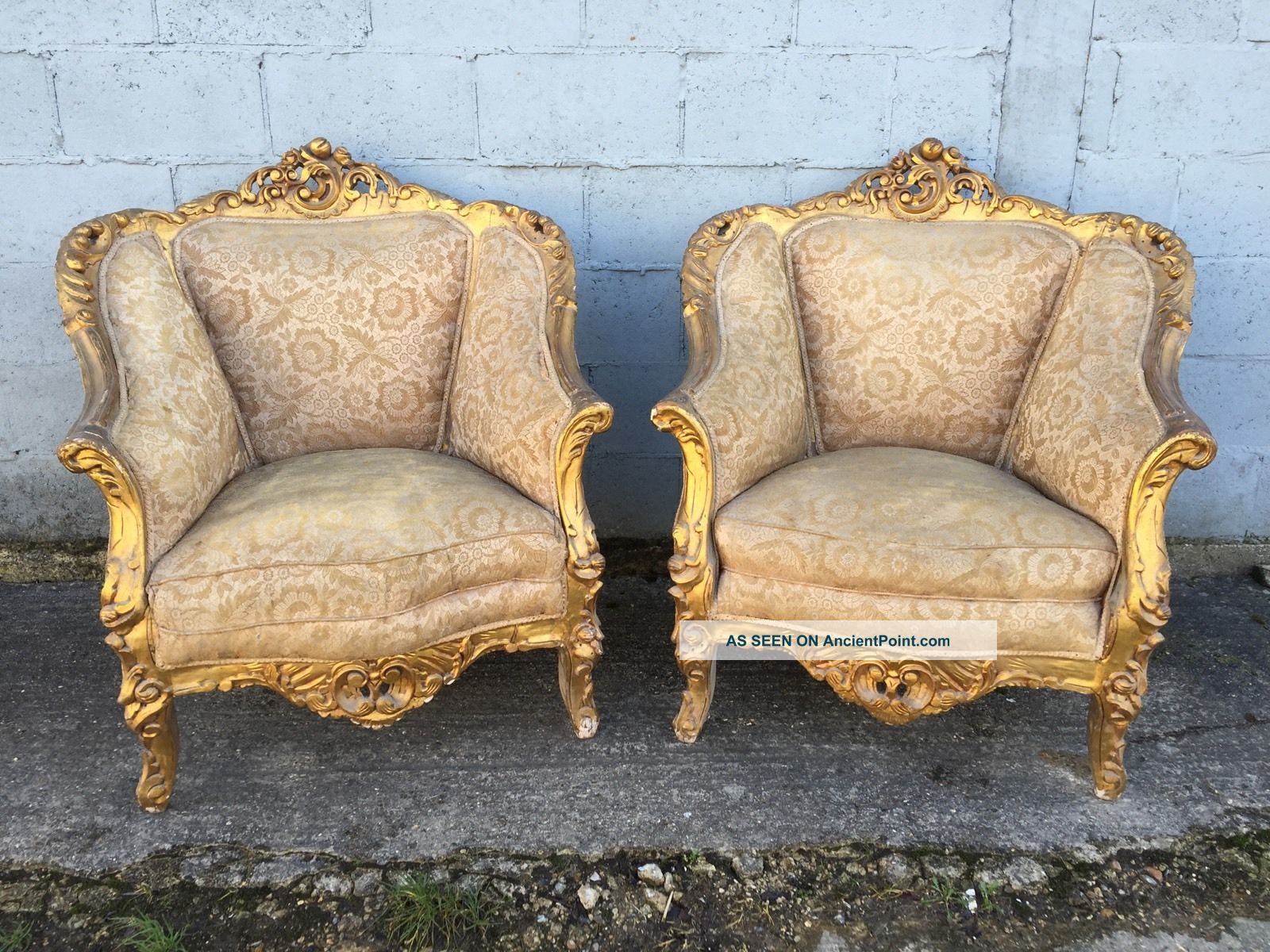 , Pair,  French,  Louis Xv Chairs,  Antique/vintage,  Rare 1900-1950 photo