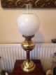 Lovely Vintage Duplex Twin Burner Brass & Glass Oil Lamp White Shade 20th Century photo 5